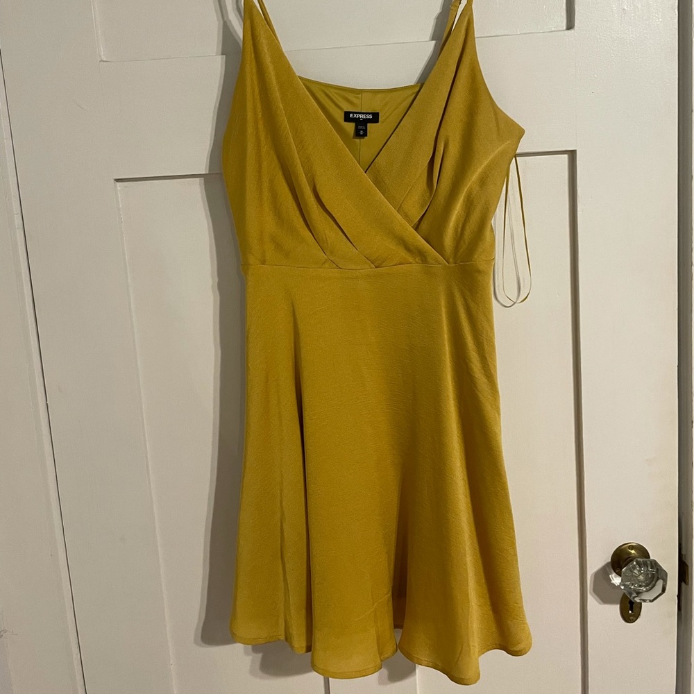 Express yellow silk dress